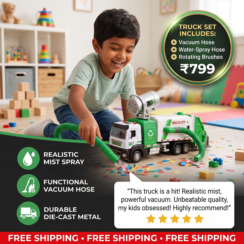 Street Sweeper Interactive Truck Set | Interactive Vaccum Hose