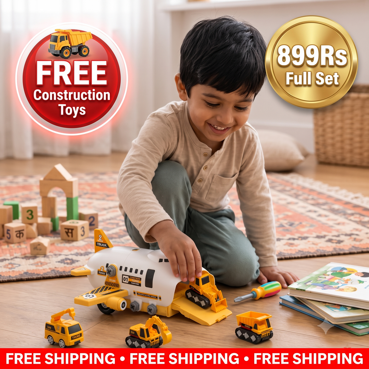 DIY Airplane Transport Truck Playset | WIth FREE Construction Toys