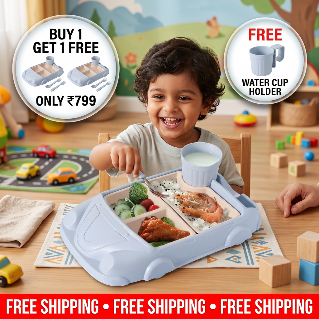 Kids Dinnerware Set in Car Design | Buy 1 Get 1 FREE | 100% Kid Safe Material