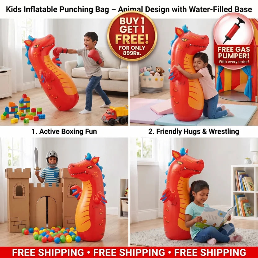 Kids Inflatable Punching Bag – Animal Design with Water-Filled Base | Boosts Physical Activity