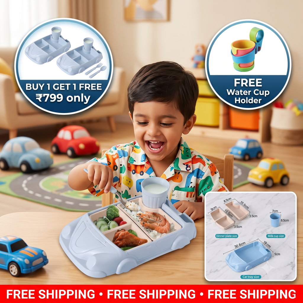 Kids Dinnerware Set in Car Design | Buy 1 Get 1 FREE | 100% Kid Safe Material