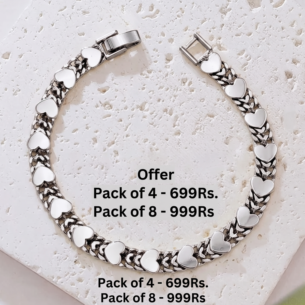 Women's Elegant Heart Link Bracelet | Pack of 4 | Lasts Forever