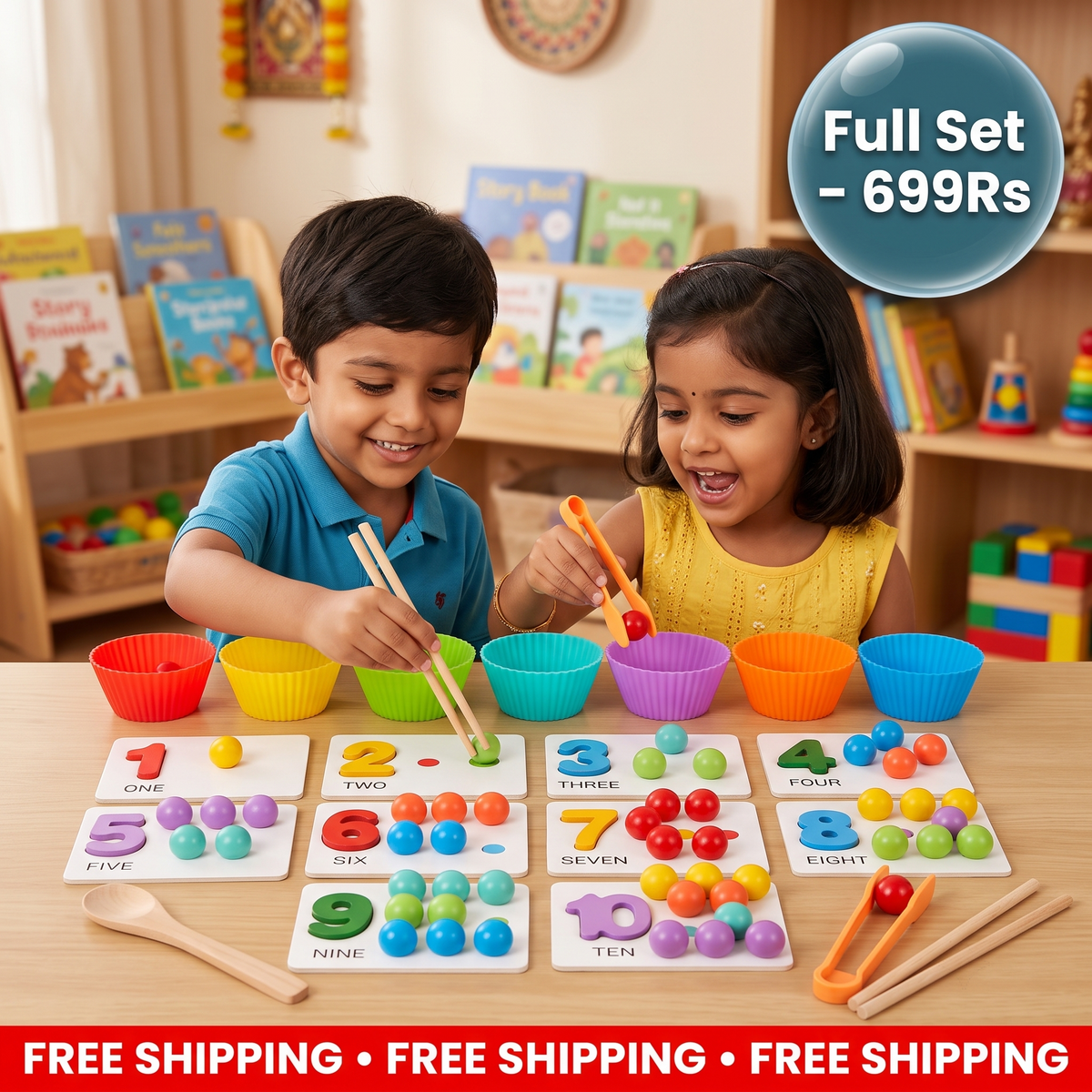 Color Bead Match Count Set | Playful Learning