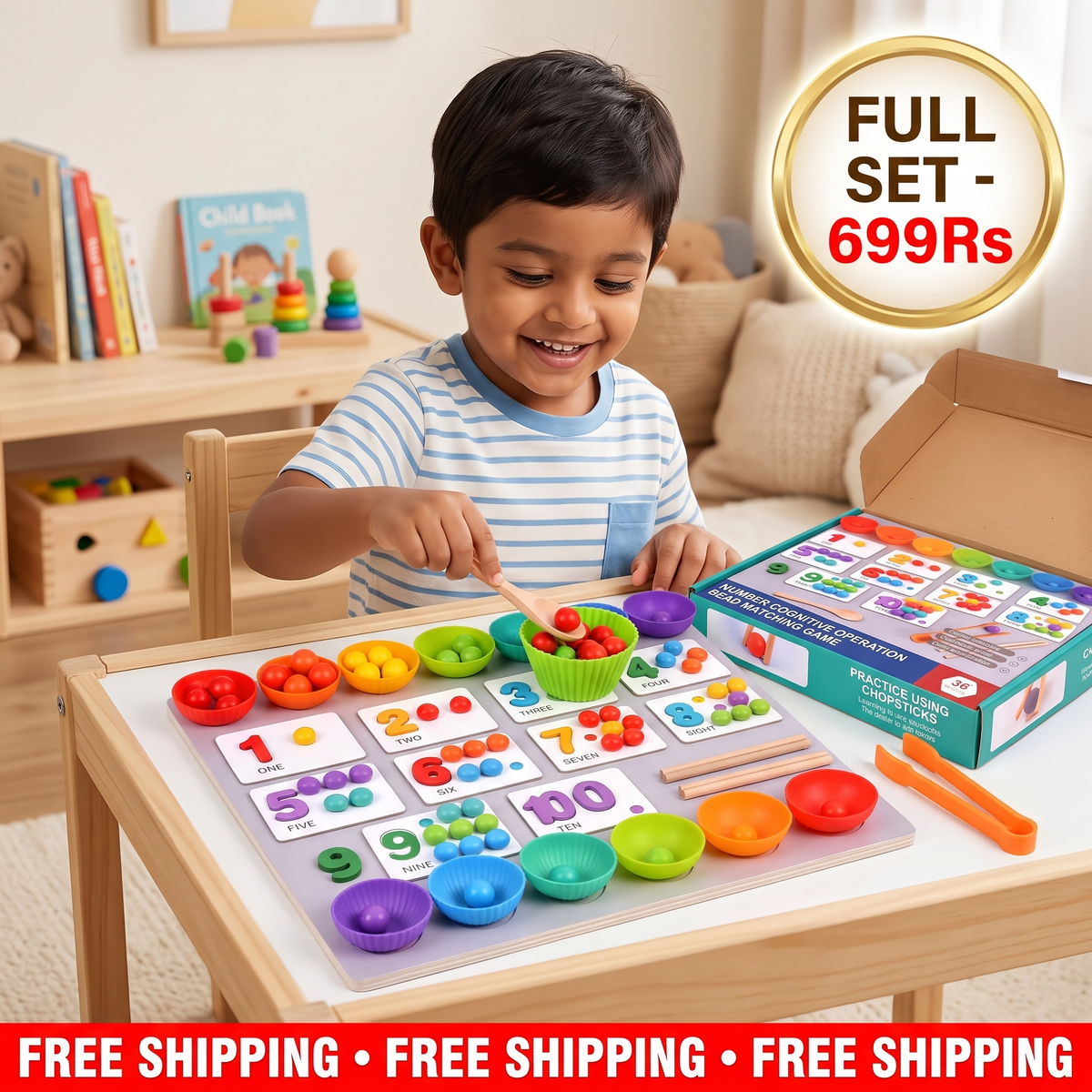 Color Bead Match Count Set | Playful Learning