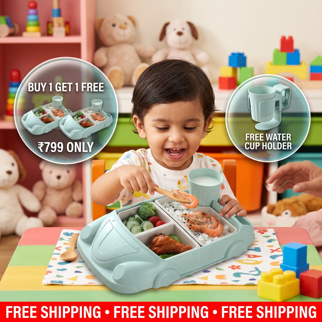 Kids Dinnerware Set in Car Design | Buy 1 Get 1 FREE | 100% Kid Safe Material