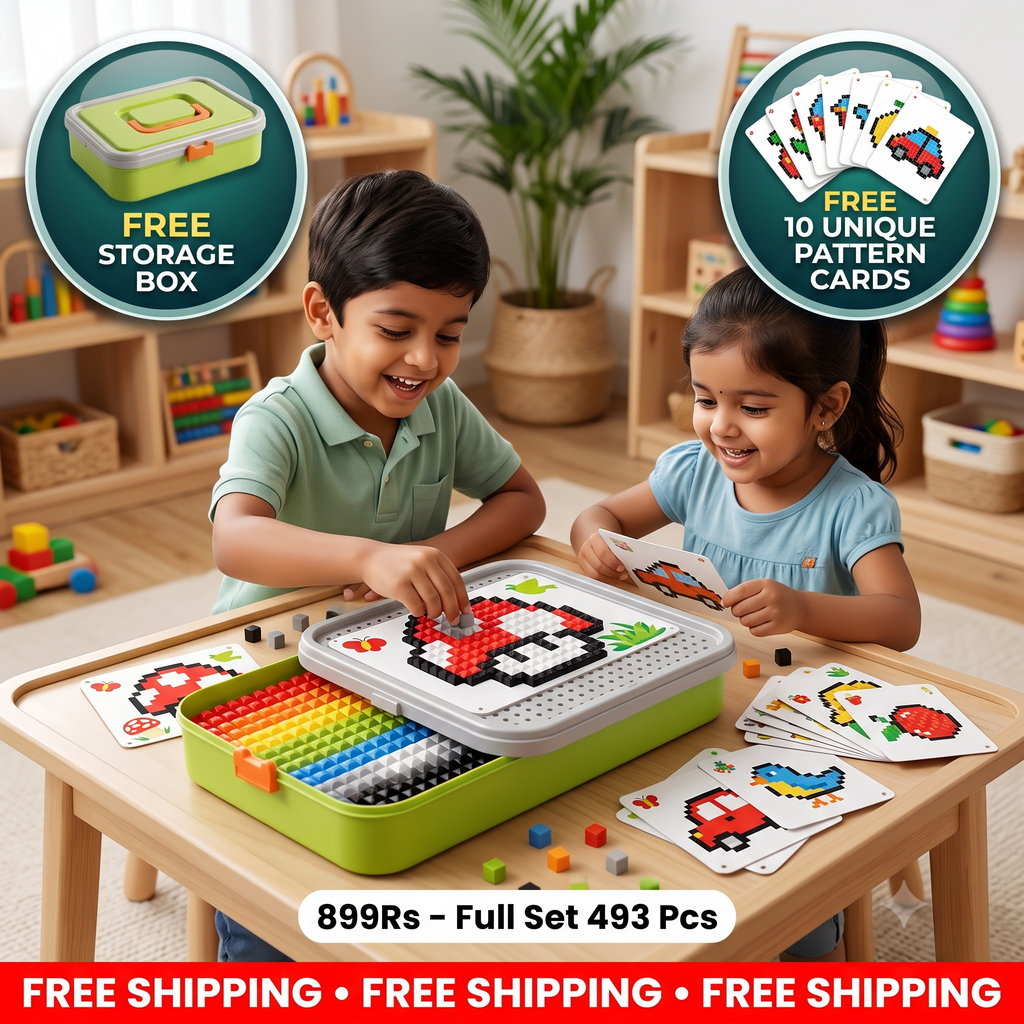 Kids Montessori Mushroom Pegboard Mosaic Puzzle Set | Boosts Creativity & Imagination