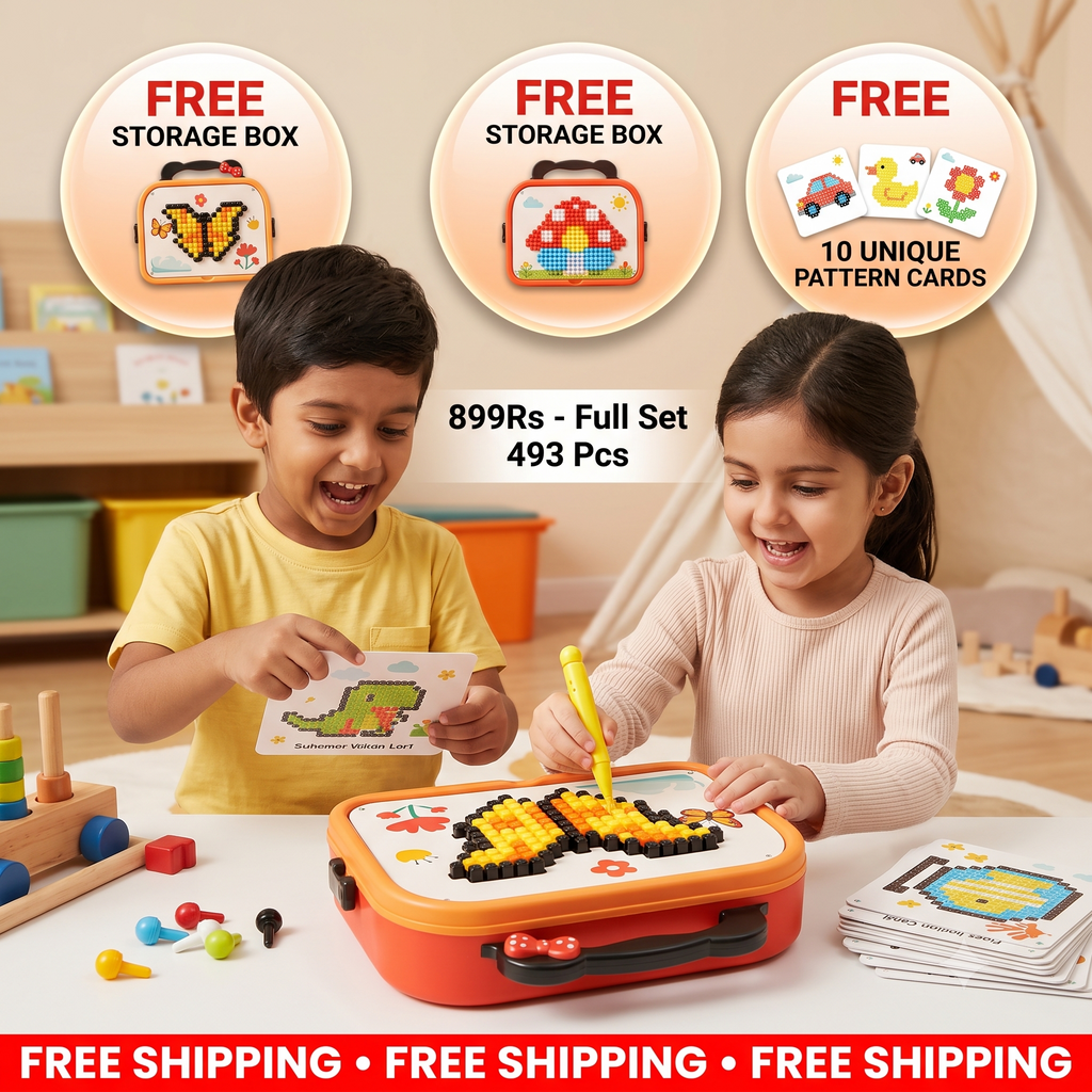 Kids Montessori Mushroom Pegboard Mosaic Puzzle Set | Boosts Creativity & Imagination