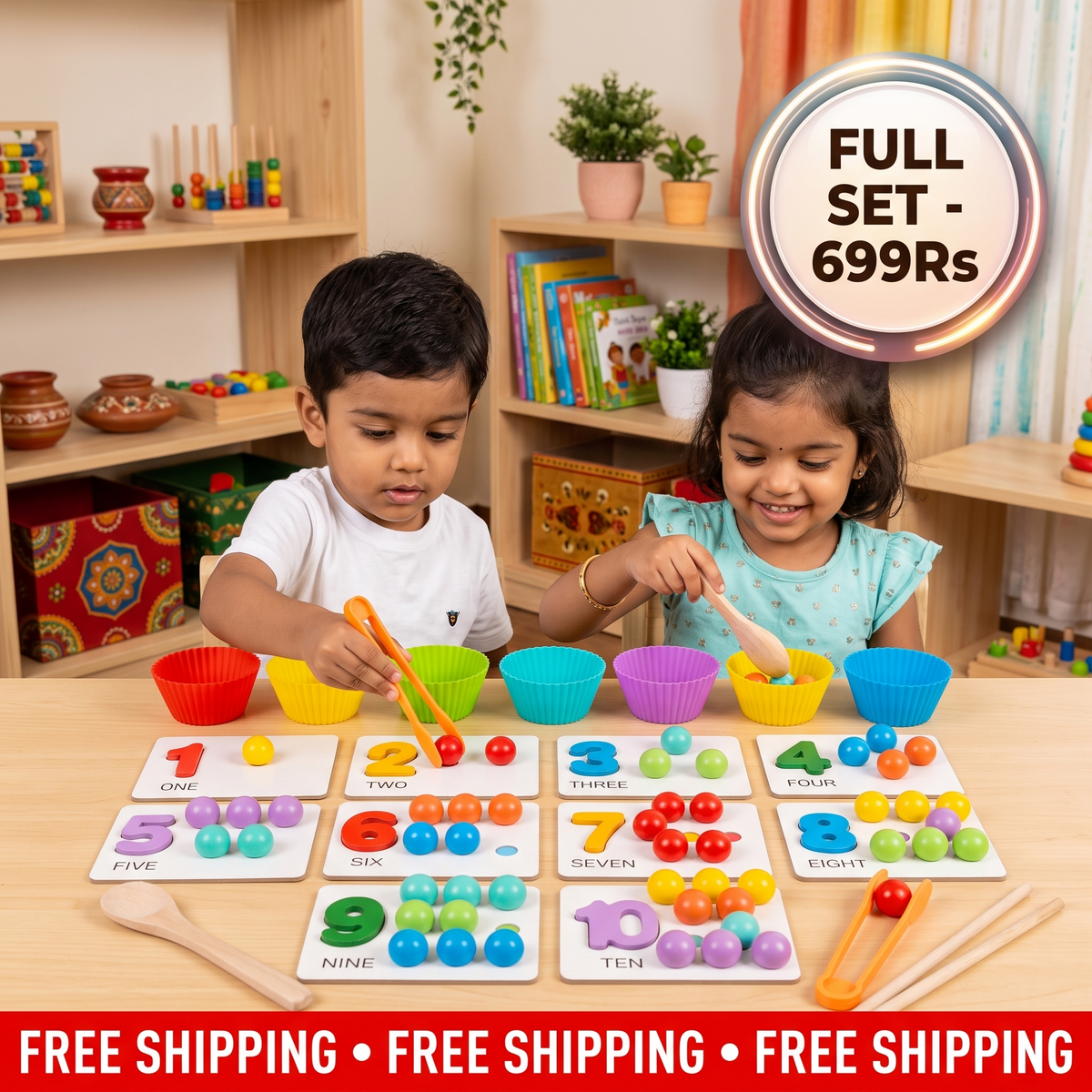 Color Bead Match Count Set | Playful Learning