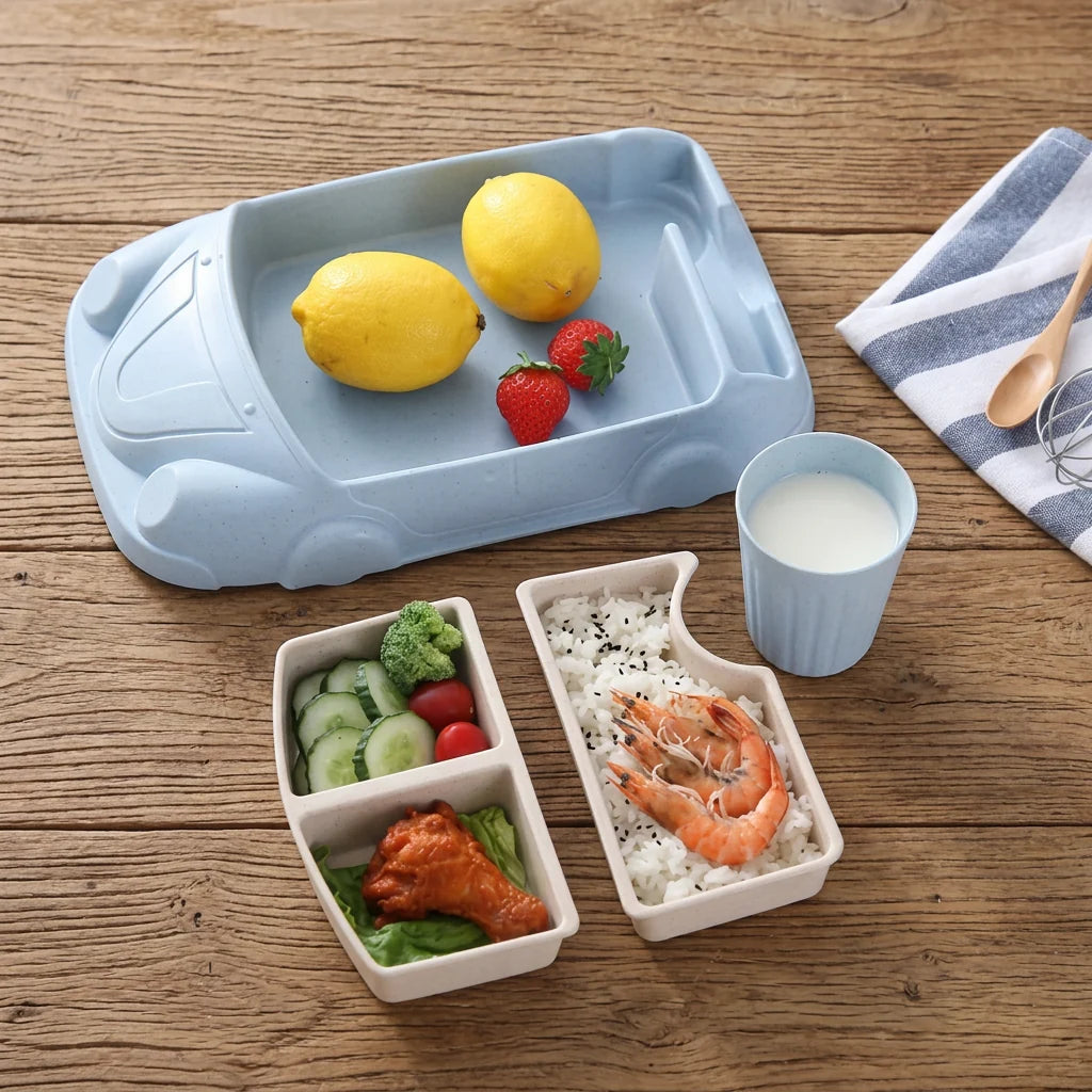 Kids Dinnerware Set in Car Design | Buy 1 Get 1 FREE | 100% Kid Safe Material