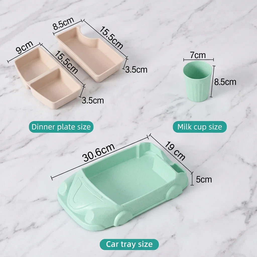 Kids Dinnerware Set in Car Design | Buy 1 Get 1 FREE | 100% Kid Safe Material